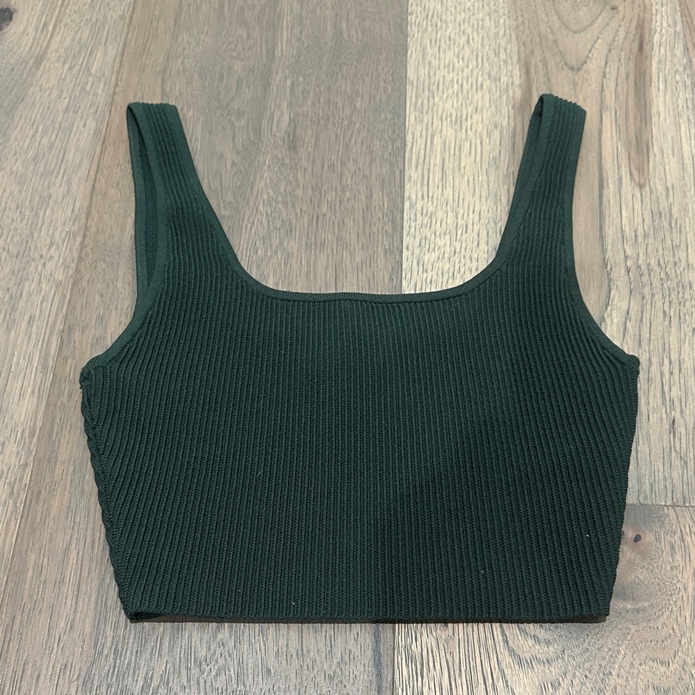 Aritzia Dark Green Ribbed Tank Top